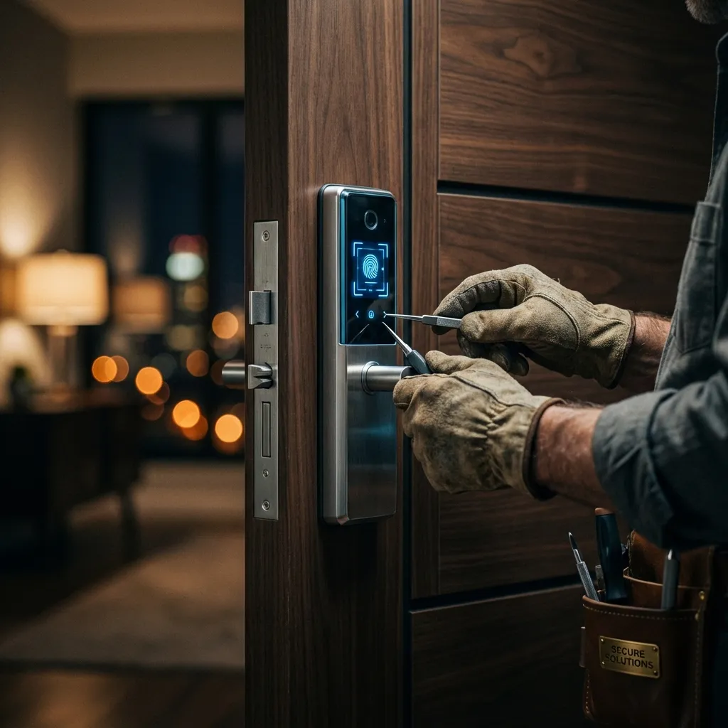 Locksmith technician working